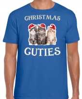 Goedkope blauw kerst-shirt kerstkleren christmas cuties voor heren