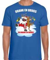 Goedkope blauw kerst-shirt kerstkleren drank en drugs voor heren