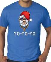 Goedkope blauw kerst-shirt kerstkleren gangster rapper santa voor heren grote maten