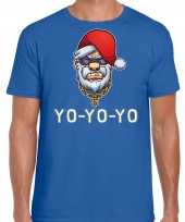 Goedkope blauw kerst-shirt kerstkleren gangster rapper santa voor heren