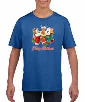 Goedkope blauw kerst-shirt kerstkleren merry christmas dieren kerstsokken voor kinderen