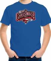Goedkope blauw kerst-shirt kerstkleren merry christmas voor kinderen