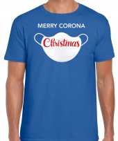 Goedkope blauw kerst-shirt kerstkleren merry corona christmas voor heren