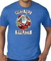 Goedkope blauw kerstshirt kerstkleren northpole roulette voor heren grote maten