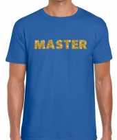 Goedkope blauw master goud fun t-shirt voor heren