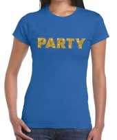 Goedkope blauw party goud fun t-shirt voor dames