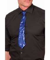 Goedkope blauwe glitter verkleed stropdassen 32 cm voor dames heren