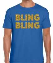 Goedkope bling bling fun t-shirt blauw voor heren