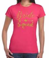 Goedkope bride squad gouden letters fun t-shirt roze voor dames