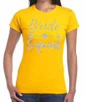 Goedkope bride squad zilveren letters fun t-shirt geel voor dames