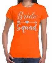 Goedkope bride squad zilveren letters fun t-shirt oranje voor dames