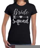Goedkope bride squad zilveren letters fun t-shirt zwart voor dames