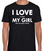 Goedkope cadeau t-shirt tennisser i love it when my girl lets me play tennis zwart voor heren