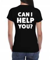 Goedkope can i help you t-shirt zwart voor beurzen en evenementen voor dames