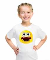 Goedkope emoticon geschrokken t-shirt wit kinderen