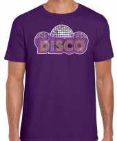 Goedkope feest disco t-shirt paars voor heren