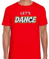 Goedkope feest-shirt lets dance disco t-shirt rood voor heren