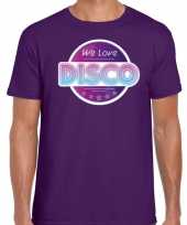 Goedkope feest-shirt we love disco seventies t-shirt paars voor heren