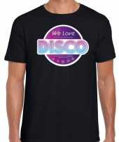 Goedkope feest-shirt we love disco seventies t-shirt zwart voor heren