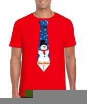 Goedkope fout kerst-shirt rood sneeuwman stropdas voor heren