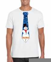 Goedkope fout kerst-shirt wit sneeuwman stropdas voor heren