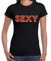 Goedkope fout sexy t-shirt met 3d effect zwart voor dames