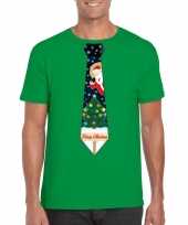 Goedkope foute kerst-shirt groen kerstboom stropdas voor heren