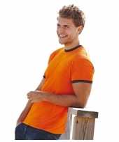 Goedkope fruit of the loom ringer oranje shirt voor heren