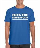 Goedkope fuck the dresscode fun t-shirt voor heren blauw