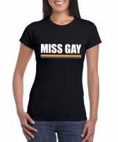 Goedkope gay pride lesbo shirt zwart miss gay dames