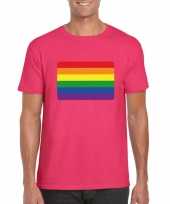 Goedkope gay pride lgbt-shirt regenboog vlag roze heren