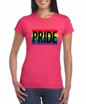 Goedkope gay pride regenboog shirt pride roze dames