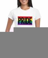 Goedkope gay pride regenboog shirt pride wit dames