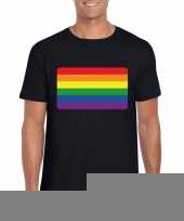 Goedkope gay pride t-shirt regenboog vlag zwart heren