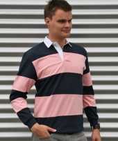 Goedkope gekleurde rugbyshirts navy roze