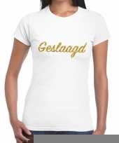 Goedkope geslaagd gouden letters fun t-shirt wit voor dames