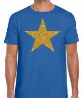 Goedkope gouden ster fun t-shirt blauw voor heren