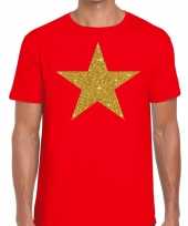 Goedkope gouden ster fun t-shirt rood voor heren