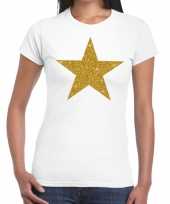 Goedkope gouden ster fun t-shirt wit voor dames