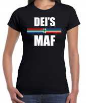 Goedkope gronings dialect-shirt deis maf met groningense vlag zwart voor dames