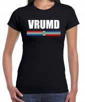 Goedkope gronings dialect-shirt vrumd met groningense vlag zwart voor dames