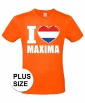 Goedkope grote maten i love maxima shirt oranje heren