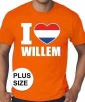 Goedkope grote maten i love willem shirt oranje heren