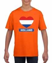 Goedkope hart hollandse vlag shirt oranje kinderen