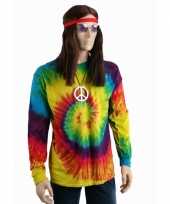Goedkope hippie t-shirt lange mouw rainbow