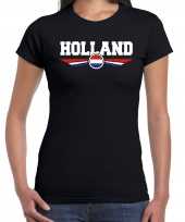 Goedkope holland landen voetbal shirt met wapen in de kleuren van de nederlandse vlag zwart voor dames 10288053