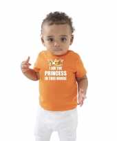 Goedkope i am the princess in this house t-shirt oranje koningsdag baby peuter voor meisjes