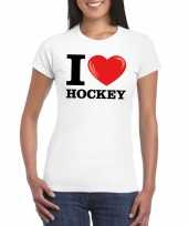 Goedkope i love hockey t-shirt wit dames