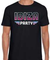 Goedkope ibiza party feest t-shirt zwart voor heren