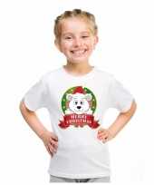Goedkope ijsbeer kerstmis shirt wit voor jongens en meisjes